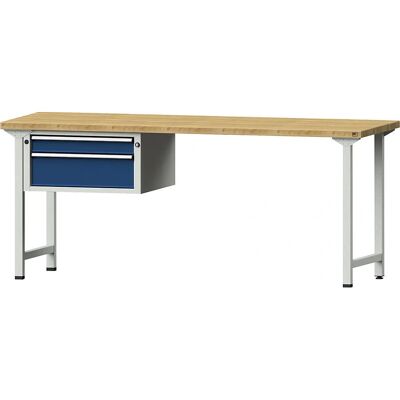 ANKE Buchenholztisch - Modulares Stahlgestell - 2 Schubladen - 2000mm - Werkbank ANKE Buchenholztisch - Modulares Stahlgestell - 2 Schubladen - 2000mm - Werkbank