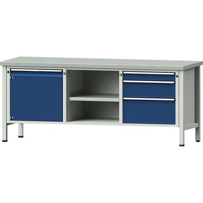 Banco de trabajo en acero ANKE - Azul RAL 5010 - Modular, 3 Cajones, 540mm Banco de trabajo en acero ANKE - Azul RAL 5010 - Modular, 3 Cajones, 540mm