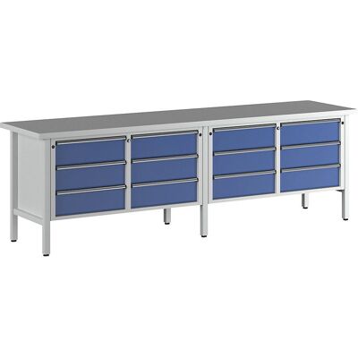 Banco da lavoro ANKE 2800mm - 12 cassetti, Piastra universale Banco da lavoro ANKE 2800mm - 12 cassetti, Piastra universale
