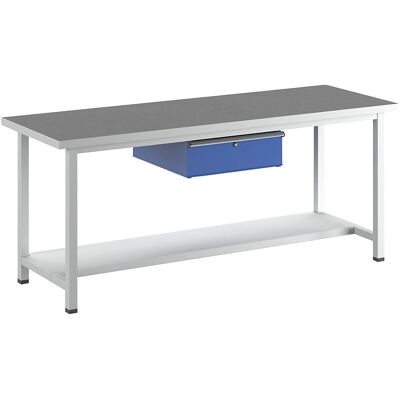 Bancada de trabalho V Série ANKE - Estrutura modular, 1 gaveta, tampo universal Bancada de trabalho V Série ANKE - Estrutura modular, 1 gaveta, tampo universal
