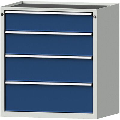 Gabinete de acero con cajones - 910x675mm, 4 cajones, Frente azul, 980mm altura Gabinete de acero con cajones - 910x675mm, 4 cajones, Frente azul, 980mm altura