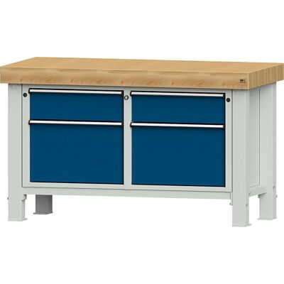 ANKE Schwerlast-Arbeitsbank - Blau Genciana - 1500mm, 2 Schubladen, 2 Türen ANKE Schwerlast-Arbeitsbank - Blau Genciana - 1500mm, 2 Schubladen, 2 Türen
