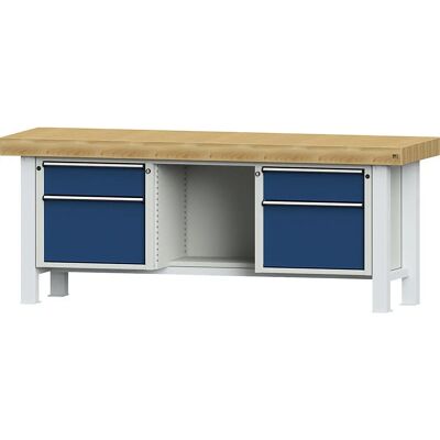 ANKE Banco de trabajo para cargas pesadas - 2250mm, 2 cajones, 2 puertas ANKE Banco de trabajo para cargas pesadas - 2250mm, 2 cajones, 2 puertas