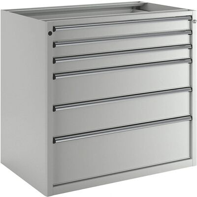 ANKE Stahl-Schubladenschrank - 1060 mm, 6 Schubladen, Hellgrau ANKE Stahl-Schubladenschrank - 1060 mm, 6 Schubladen, Hellgrau