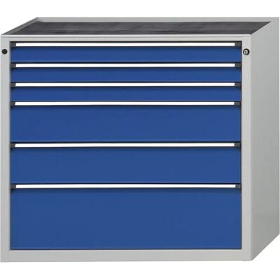 ANKE 1060mm Breite 6-Schubladen Stahlschrank - Hellgrau & Blau ANKE 1060mm Breite 6-Schubladen Stahlschrank - Hellgrau & Blau
