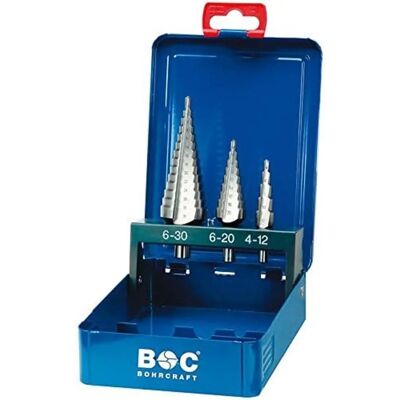 Bohrcraft Hochwertiges Stufenbohrer-Set - Metallbox - 1, 2A, 3A - Bohrer Bohrcraft Hochwertiges Stufenbohrer-Set - Metallbox - 1, 2A, 3A - Bohrer