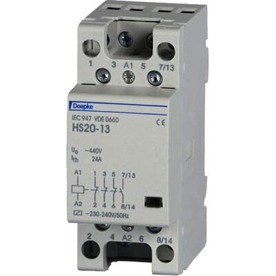 Doepke HS20-40 Contacto - 4NO, Gris, 24A, 230V AC Doepke HS20-40 Contacto - 4NO, Gris, 24A, 230V AC