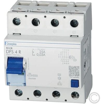 Doepke DFS4 025-4/0,03-A R Interruptor de Corriente Residual - Seguridad Eléctrica Doepke DFS4 025-4/0,03-A R Interruptor de Corriente Residual - Seguridad Eléctrica