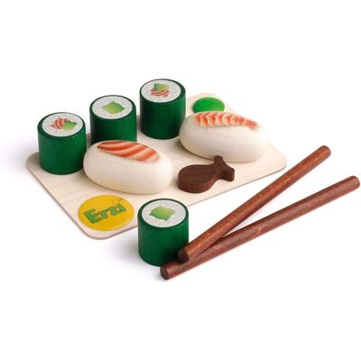 Erzi - Zestaw Sushi z 11 Elementów z Drewna - Zabawka do Ról Erzi - Zestaw Sushi z 11 Elementów z Drewna - Zabawka do Ról