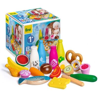 Erzi Big Box Junior - Zestaw drewnianych produktów spożywczych - 20 sztuk Erzi Big Box Junior - Zestaw drewnianych produktów spożywczych - 20 sztuk