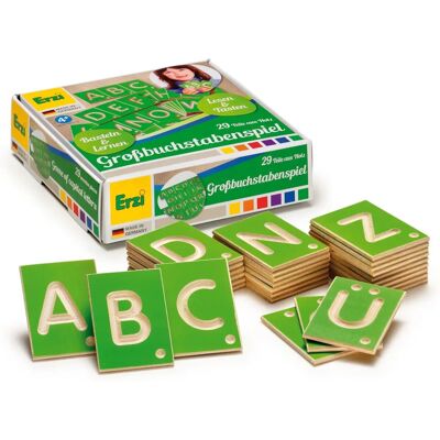 Zestaw edukacyjny liter z drewna ERZI - Wielkie litery - 7x5cm Zestaw edukacyjny liter z drewna ERZI - Wielkie litery - 7x5cm