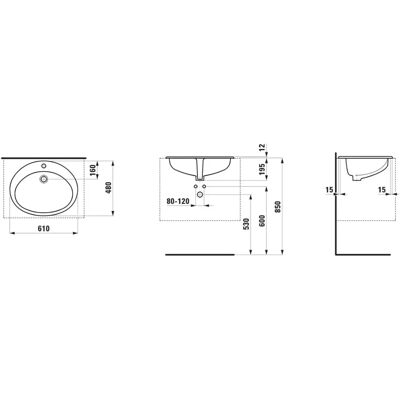 Lavabo Indova de LAUFEN - 610x480mm, Blanco, Empotrado, 1 Agujero Lavabo Indova de LAUFEN - 610x480mm, Blanco, Empotrado, 1 Agujero