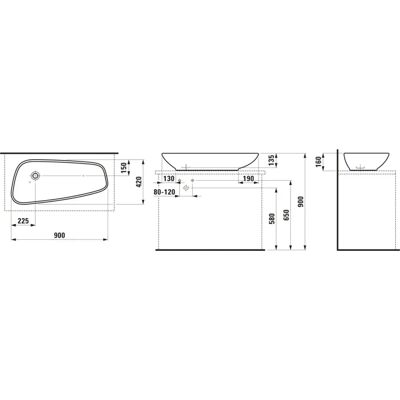 Lavabo Palomba de Laufen - Asimétrico 90x42cm - Blanco Lavabo Palomba de Laufen - Asimétrico 90x42cm - Blanco