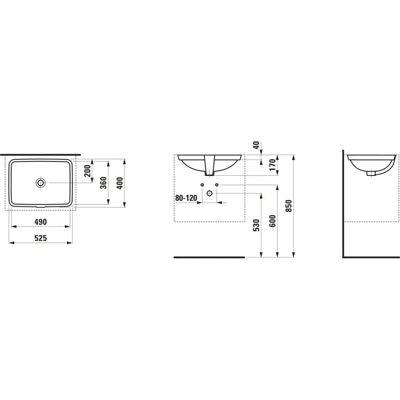 Lavabo da incasso Laufen Pro S - Troppo pieno, 525x400, Bianco Lavabo da incasso Laufen Pro S - Troppo pieno, 525x400, Bianco