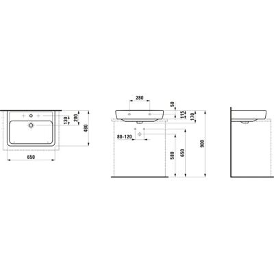 Laufen Lavabo a Parete - 650x480 - Bianco - Un Foro per Rubinetto Laufen Lavabo a Parete - 650x480 - Bianco - Un Foro per Rubinetto