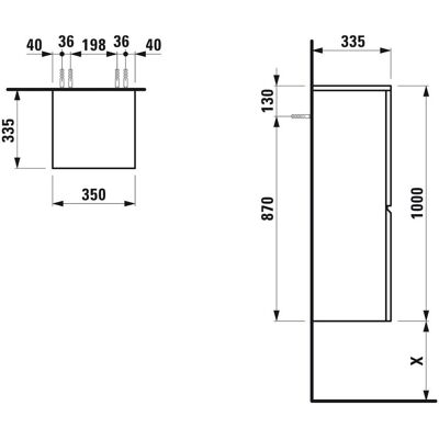Dulap de Perete Laufen Pro A - 1 Ușă, Rafturi de Sticlă, 1000x350x335mm Dulap de Perete Laufen Pro A - 1 Ușă, Rafturi de Sticlă, 1000x350x335mm
