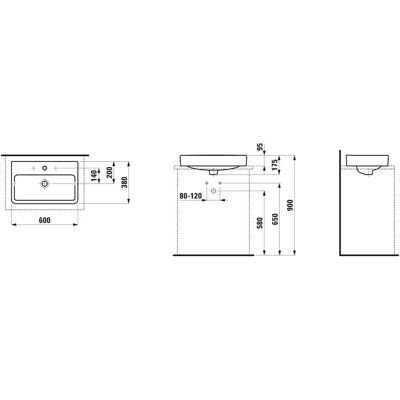 Laufen Pro S Waschbecken - 1 Hahnloch, Überlauf, 600x380mm Laufen Pro S Waschbecken - 1 Hahnloch, Überlauf, 600x380mm