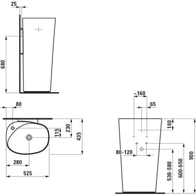 Lavabo Palomba autoportante - 1 foro, senza troppo pieno, 520x435x900 - Bianco Lavabo Palomba autoportante - 1 foro, senza troppo pieno, 520x435x900 - Bianco