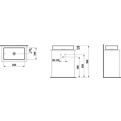 LAUFEN Living Square Wastafel - Rechthoekig, Zonder Kraangat, 60x34cm LAUFEN Living Square Wastafel - Rechthoekig, Zonder Kraangat, 60x34cm