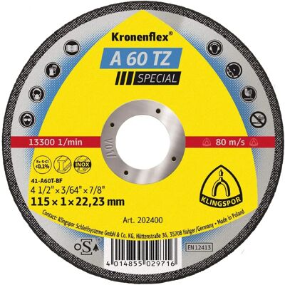 KLINGSPOR - A 60 TZ Special 202400 - 115 x 1.0 mm KLINGSPOR - A 60 TZ Special 202400 - 115 x 1.0 mm