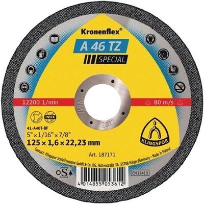 KLINGSPOR - A46 TZ Special - 125 mm - 1.6 mm - Trennscheibe KLINGSPOR - A46 TZ Special - 125 mm - 1.6 mm - Trennscheibe