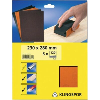 Klingspor SB-Schleifpapier Pl31 - 120 Körnung - 230x280mm Klingspor SB-Schleifpapier Pl31 - 120 Körnung - 230x280mm