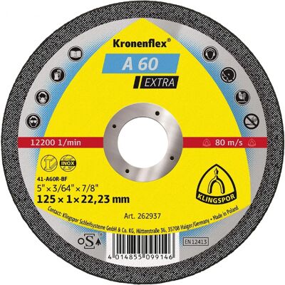 Klingspor A 60 Extra 115mm Trennscheibe - Edelstahl Klingspor A 60 Extra 115mm Trennscheibe - Edelstahl