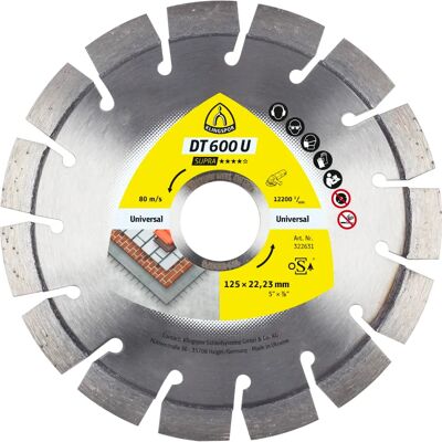 Klingspor DT 600 U Diamant-Trennscheibe - Universell, 125mm, Bewehrter Beton Klingspor DT 600 U Diamant-Trennscheibe - Universell, 125mm, Bewehrter Beton