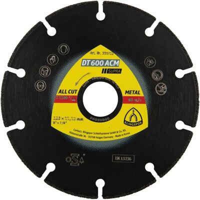 Klingspor DT 600 ACM SUPRA Diamanttrennscheibe - Stahl, Edelstahl, Metalle Klingspor DT 600 ACM SUPRA Diamanttrennscheibe - Stahl, Edelstahl, Metalle