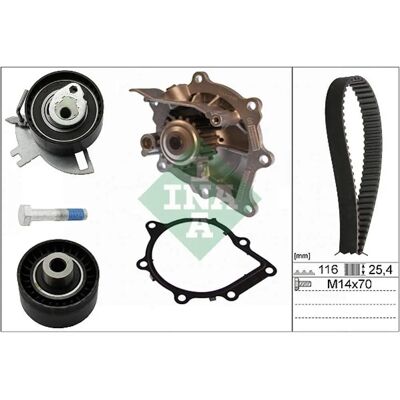 Kit pompă apă și curea de distribuție INA - 116 dinți Kit pompă apă și curea de distribuție INA - 116 dinți