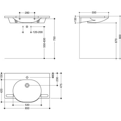 Hewi Mineralguss-Waschtisch 85x55cm mit 1 Hahnloch - Waschtisch Hewi Mineralguss-Waschtisch 85x55cm mit 1 Hahnloch - Waschtisch
