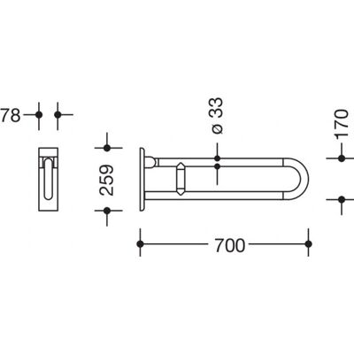 HEWI Dreh-Stützklappgriff 801.50.11055 - Support Rail HEWI Dreh-Stützklappgriff 801.50.11055 - Support Rail