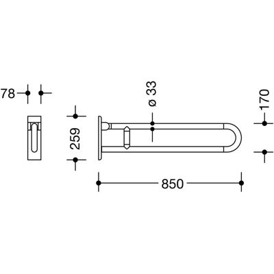 Hewi 801 Dreh-Stützklappgriff - 850mm, Weiß - Unterstützungsschiene Hewi 801 Dreh-Stützklappgriff - 850mm, Weiß - Unterstützungsschiene