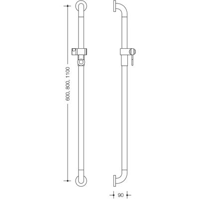 HEWI 600mm Weiße Duschstange mit Halter und Rosetten - Duschstange HEWI 600mm Weiße Duschstange mit Halter und Rosetten - Duschstange