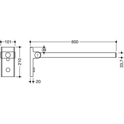 Hewi System 900 Stützklappgriff 900.50.100XA - 600mm Ausladung, Edelstahl Hewi System 900 Stützklappgriff 900.50.100XA - 600mm Ausladung, Edelstahl