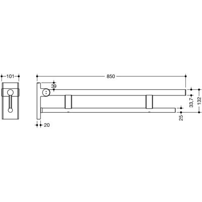 Hewi Stützklappgriff - Modell 900.50.404XA - Edelstahl, 850mm Hewi Stützklappgriff - Modell 900.50.404XA - Edelstahl, 850mm