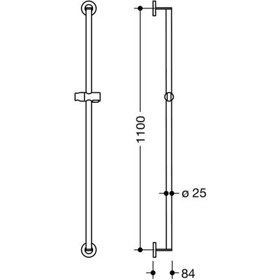 HEWI System 900 Brausehalterstange - Edelstahl, 1100mm, Höhenverstellbar HEWI System 900 Brausehalterstange - Edelstahl, 1100mm, Höhenverstellbar