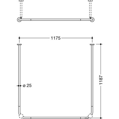 Barra de Cortina de Ducha Hewi System 900 Acero Inoxidable, 34 Argollas Barra de Cortina de Ducha Hewi System 900 Acero Inoxidable, 34 Argollas