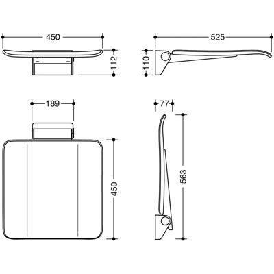 HEWI Signalhvid System 900 Foldbar Væg Sæde - Vægmonteret Foldbar Sæde HEWI Signalhvid System 900 Foldbar Væg Sæde - Vægmonteret Foldbar Sæde