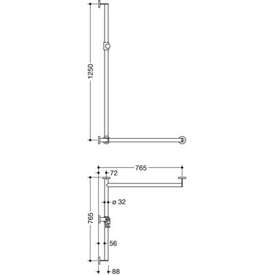 HEWI Edelstahl Duschstange System 900 - Verstellbarer Haltegriff, 1250mm HEWI Edelstahl Duschstange System 900 - Verstellbarer Haltegriff, 1250mm