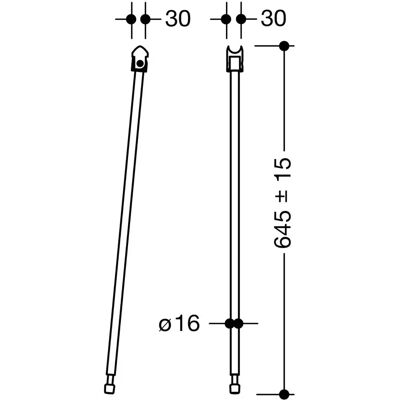 HEWI System 900 Gulvstøtte - Højde 645mm - Rustfrit stål HEWI System 900 Gulvstøtte - Højde 645mm - Rustfrit stål