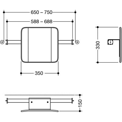 Hewi System 900 Rückenstütze - Edelstahl & Polyamid, 58.8-68.8cm Hewi System 900 Rückenstütze - Edelstahl & Polyamid, 58.8-68.8cm