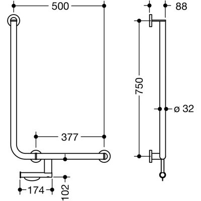 Hewi System 900 Winkelgriff aus Edelstahl matt - System 900 Hewi System 900 Winkelgriff aus Edelstahl matt - System 900