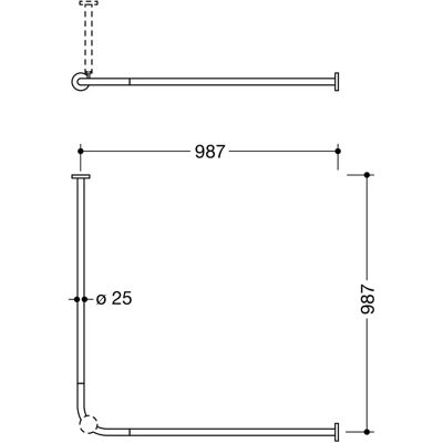 Hewi System 900 Vorhangstange - Weiß, 987x987mm, 20 Ringe Hewi System 900 Vorhangstange - Weiß, 987x987mm, 20 Ringe