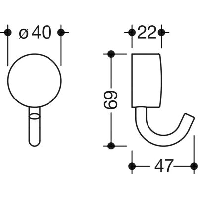 Hewi 815.90.01160DC RVS Zwart mat Plakhaak - Haak Hewi 815.90.01160DC RVS Zwart mat Plakhaak - Haak
