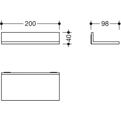 Hewi System 900 Q Ablage - Wandmontage, Chrom, 200x40x98mm - Ablage Hewi System 900 Q Ablage - Wandmontage, Chrom, 200x40x98mm - Ablage