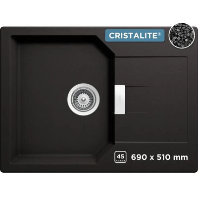 SCHOCK Lucca Schwarze Granitspüle - Hauptbecken rechts SCHOCK Lucca Schwarze Granitspüle - Hauptbecken rechts