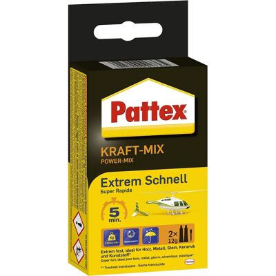 Pattex - Kraft-Mix Extrem Schnell - Zwei-Komponenten-Kleber - 24g Pattex - Kraft-Mix Extrem Schnell - Zwei-Komponenten-Kleber - 24g