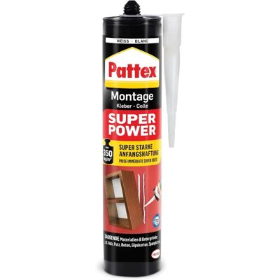 Colle de montage Pattex Super Power Blanc - Adhésif - Publicité Colle de montage Pattex Super Power Blanc - Adhésif - Publicité