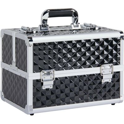 YAHEETECH Zwarte Beauty Case met Uittrekbare Bakken - Make-up Opbergdoos YAHEETECH Zwarte Beauty Case met Uittrekbare Bakken - Make-up Opbergdoos